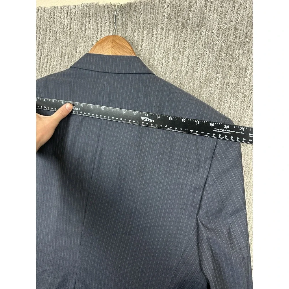 Jos A Bank Signature Collection 44 Navy Blue Pinstripe Wool Silk Blazer Jacket